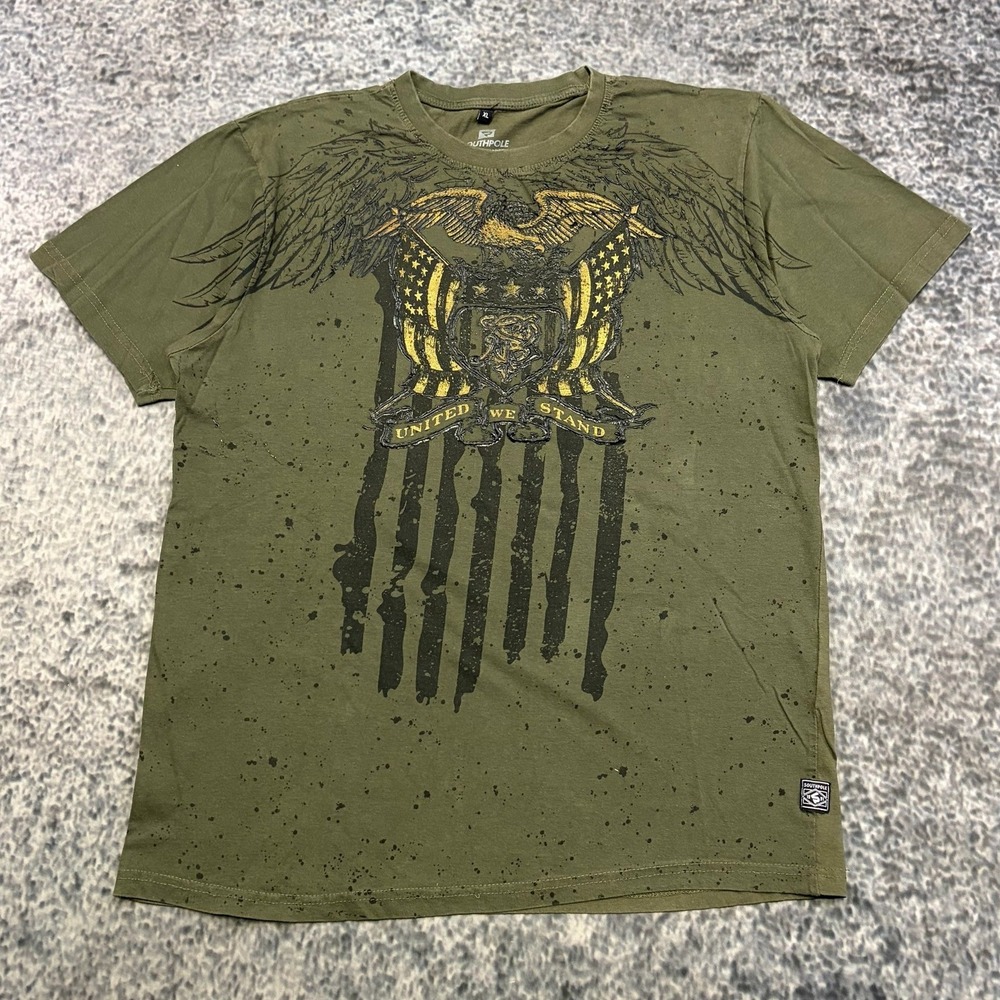 Southpole T Shirt Mens XL Green Eagle Wings Grunge USA Military Skater VTG Y2K